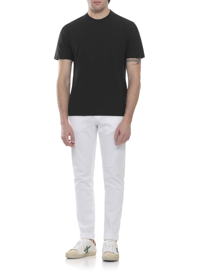 Zanone Black Cotton Crewneck T-Shirt