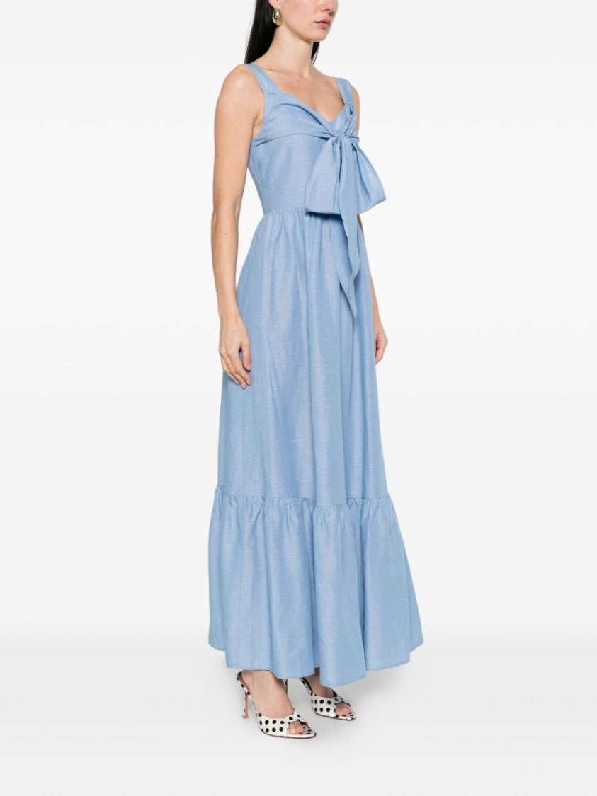 Liu Jo Light Blue Bow Ruffled Day Dress