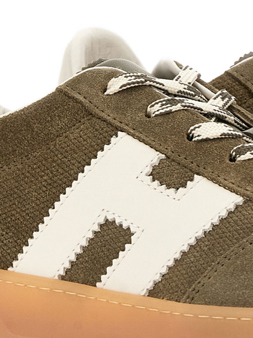 Hogan Low-Top Sneakers With Textured Olive Green Upper