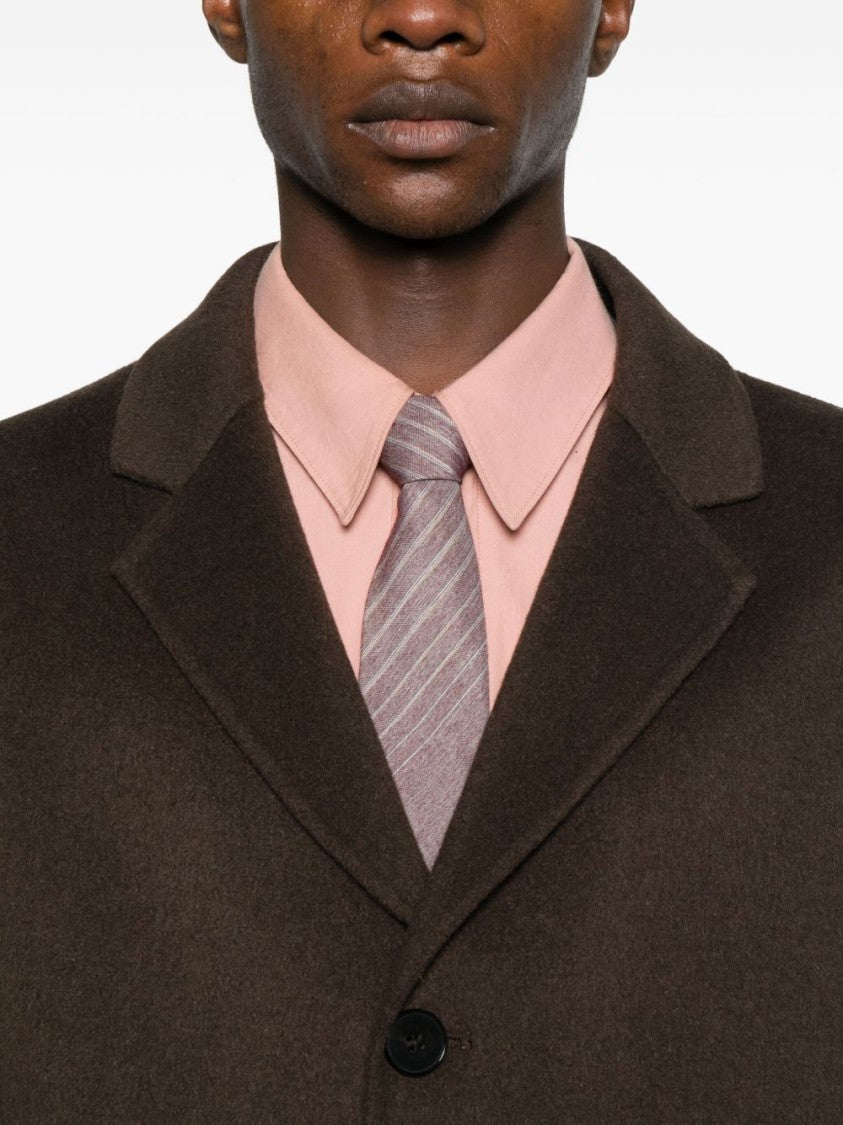 Amaranto Brown Tailored Coat With Notched Lapel