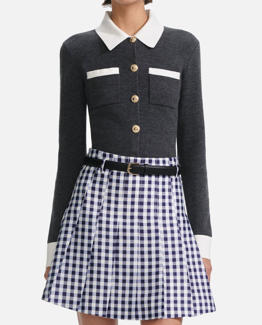 Self-Portrait Grey Contrast Collar Cardigan