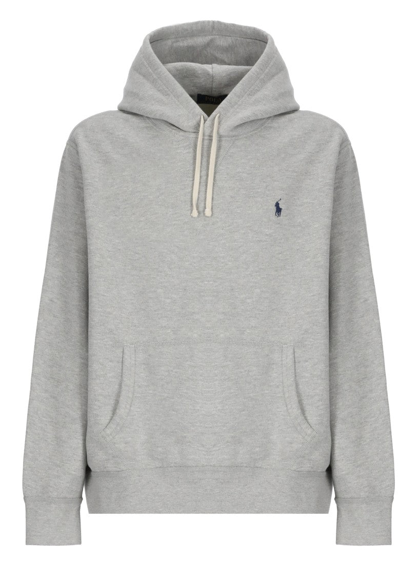 Polo Ralph Lauren Grey Cotton Hoodie With Contrasting Embroidered Logo
