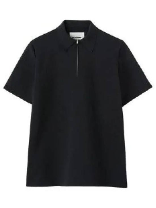 Jil Sander Zip-Collar Polo T-Shirt In Smooth Polyester Finish