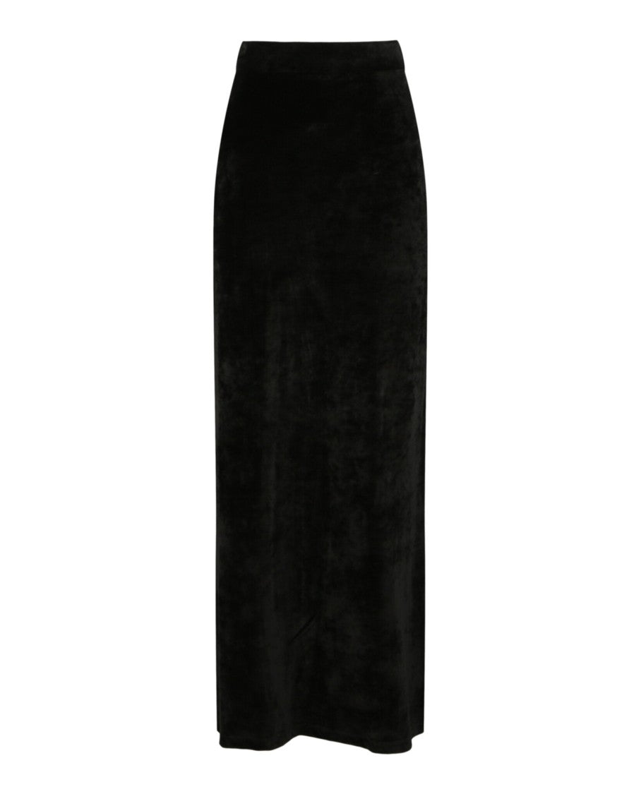 Balenciaga High-Rise Velvet Maxi Skirt With Front Drawstring Closure