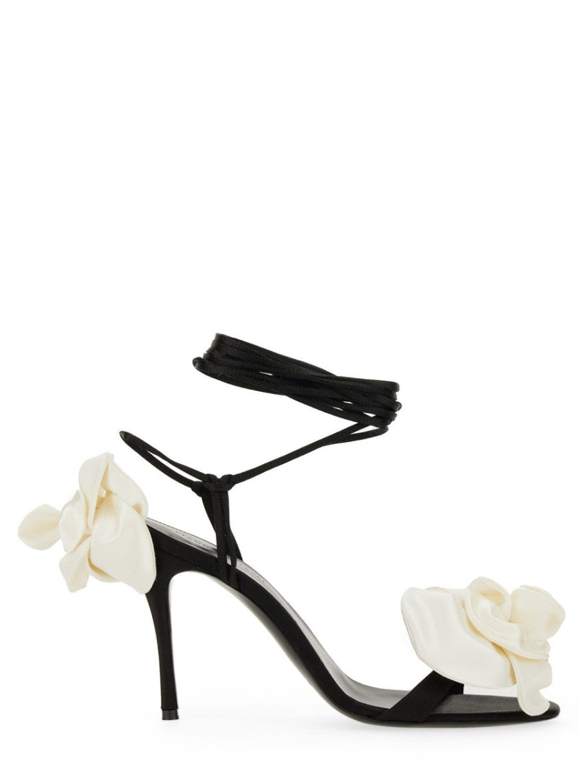 Magda Butrym Black High-Heeled Sandals With Floral Detail