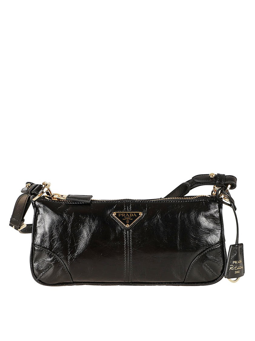 Prada Mirror-Finish Leather Bag With Brushed Accents