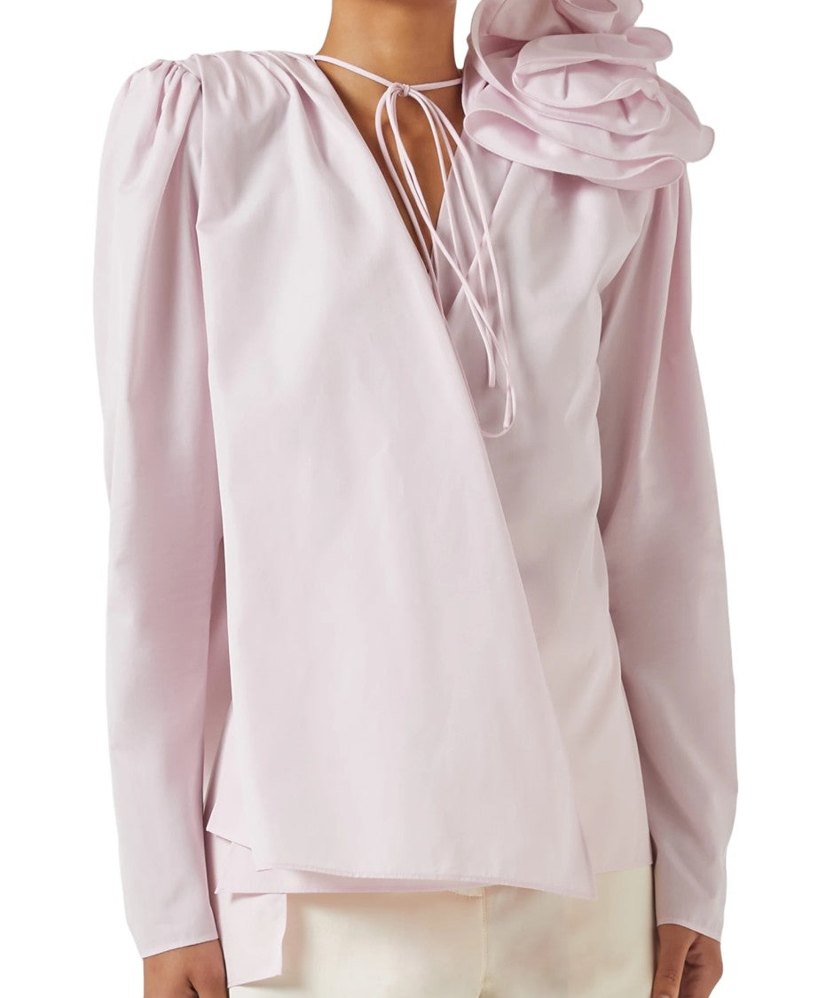 Magda Butrym Flower Applique Blouse With Detachable Shoulder Pads