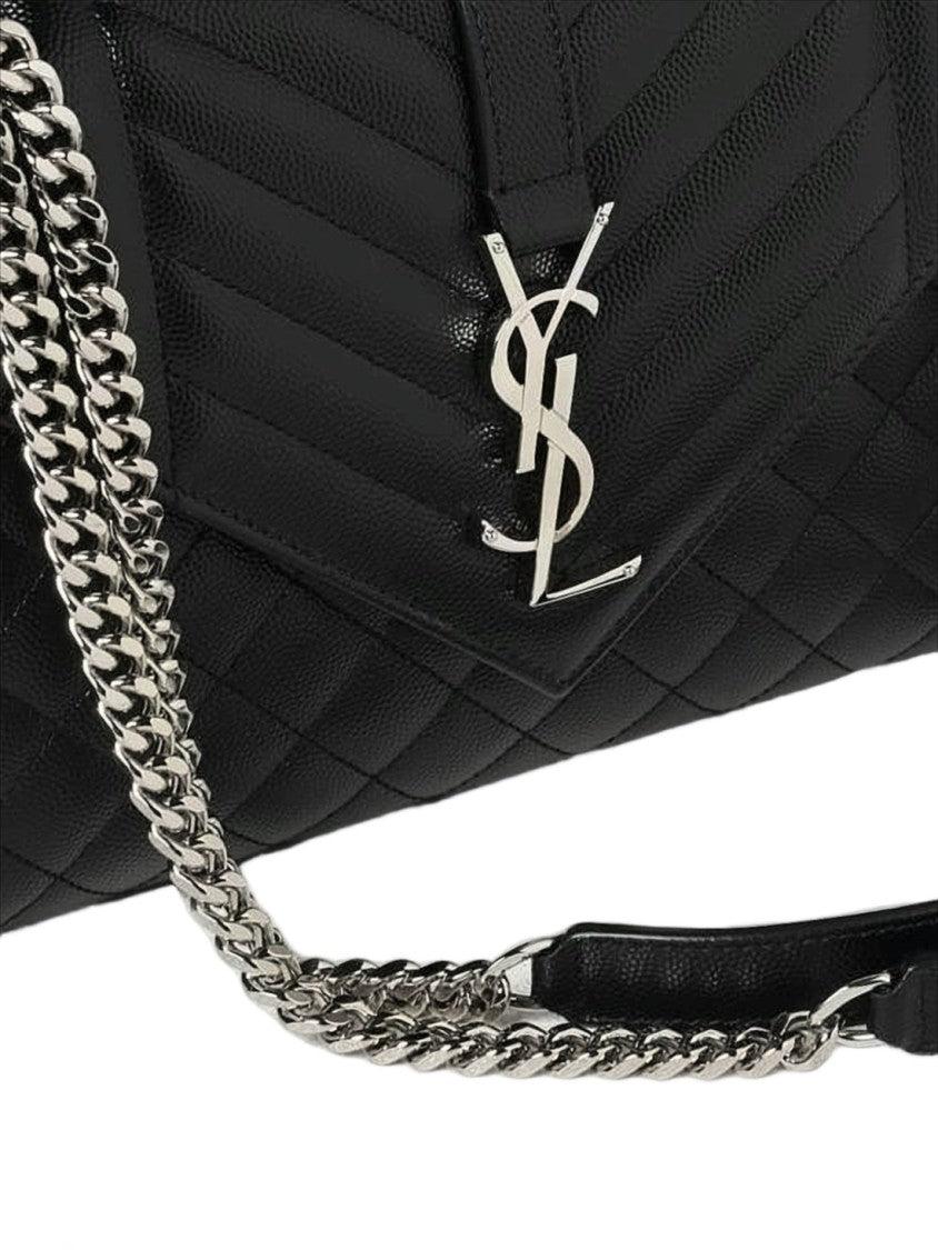 Saint Laurent Chevron-Pattern Calf Leather Shoulder Bag