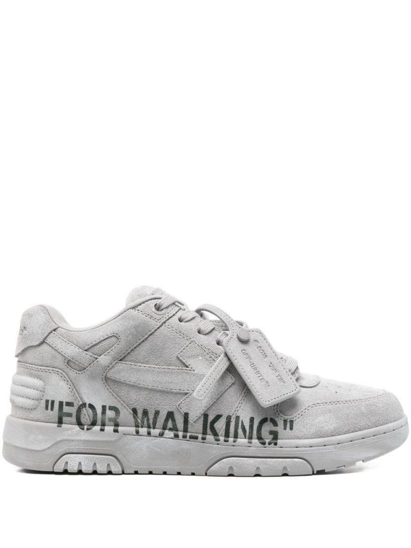 Off-White Chunky Sole Sneakers With Mixed Material Design