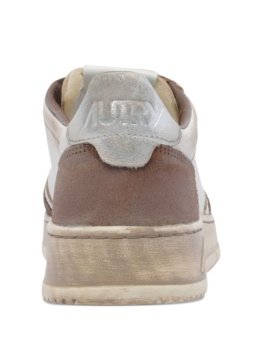 Autry Vintage White Leather Sneakers With Suede Accents