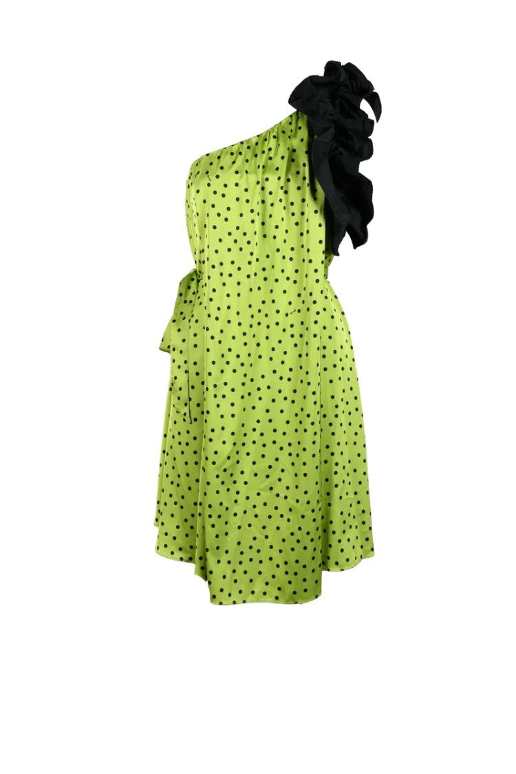 Pinko One-Shoulder Satin Dress - Green