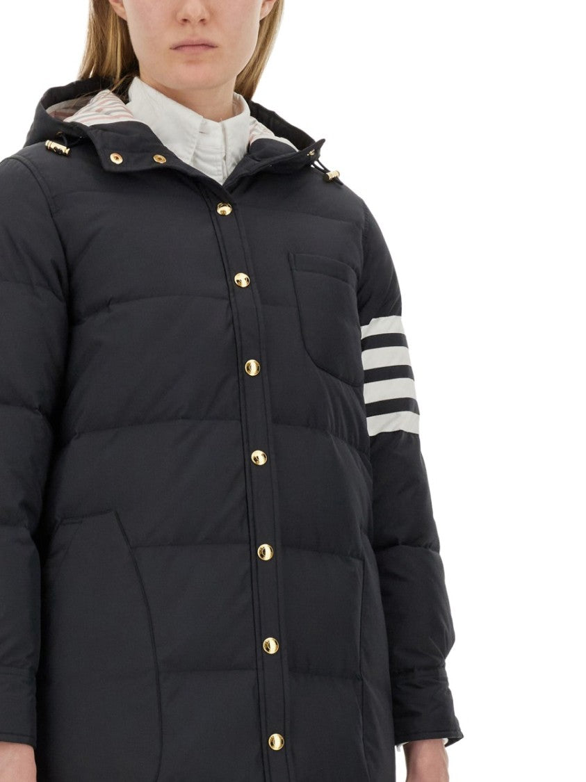 Thom Browne Quilted Long Puffer Jacket With Hood