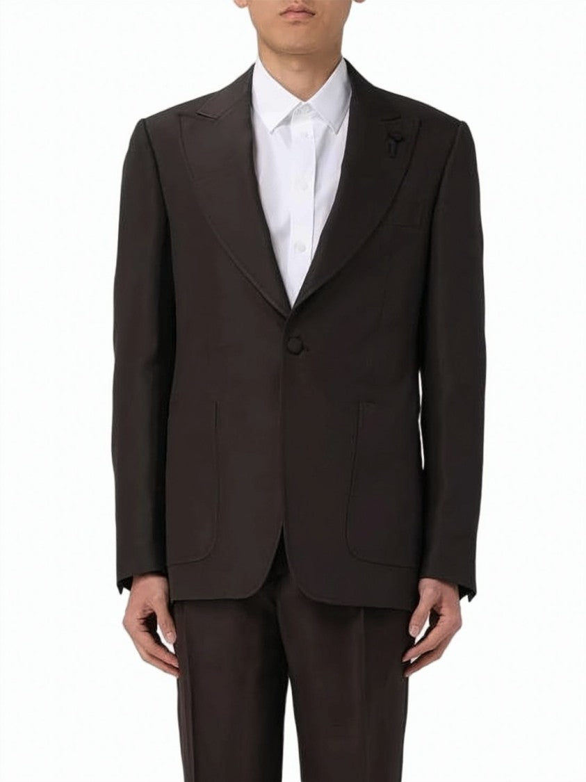 Lardini Tailored Brown Single-Breasted Jacket