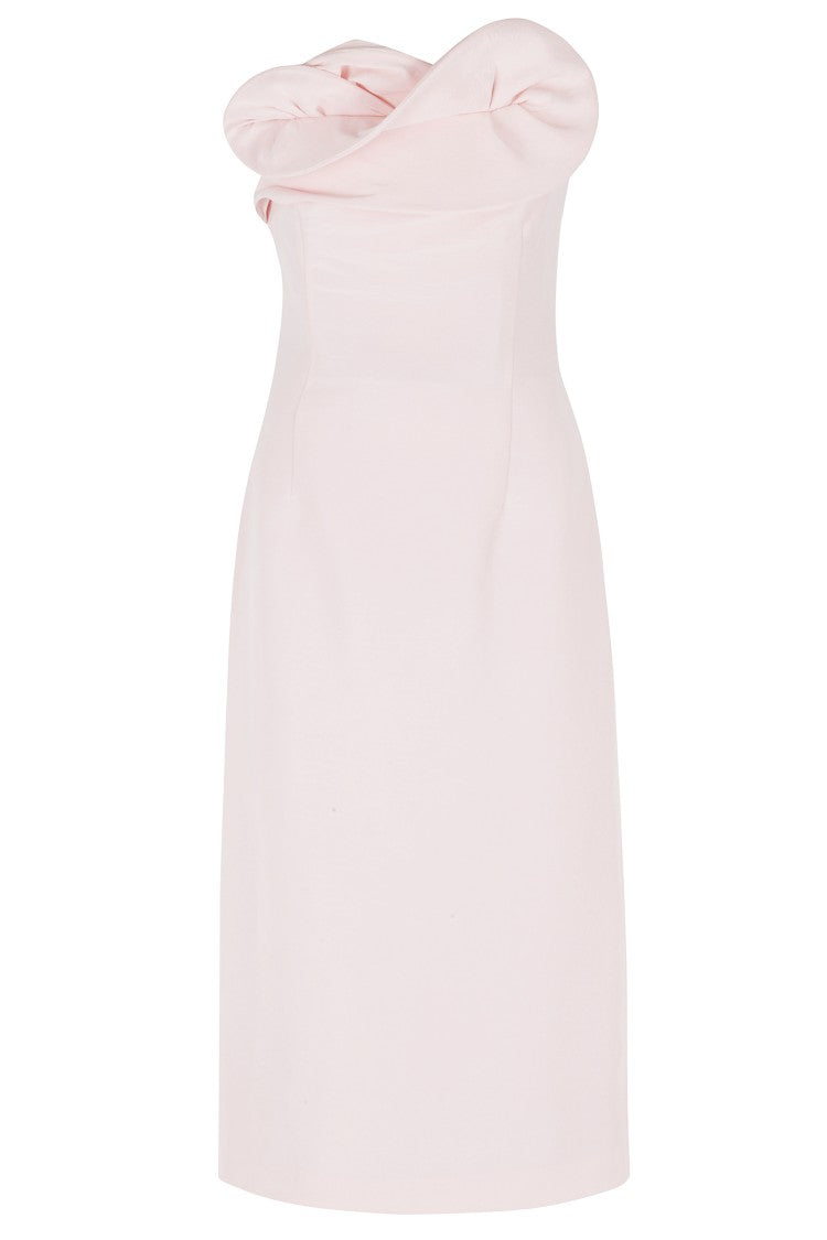 Magda Butrym Powder Pink Floral Swirl Silk Corset Midi Dress
