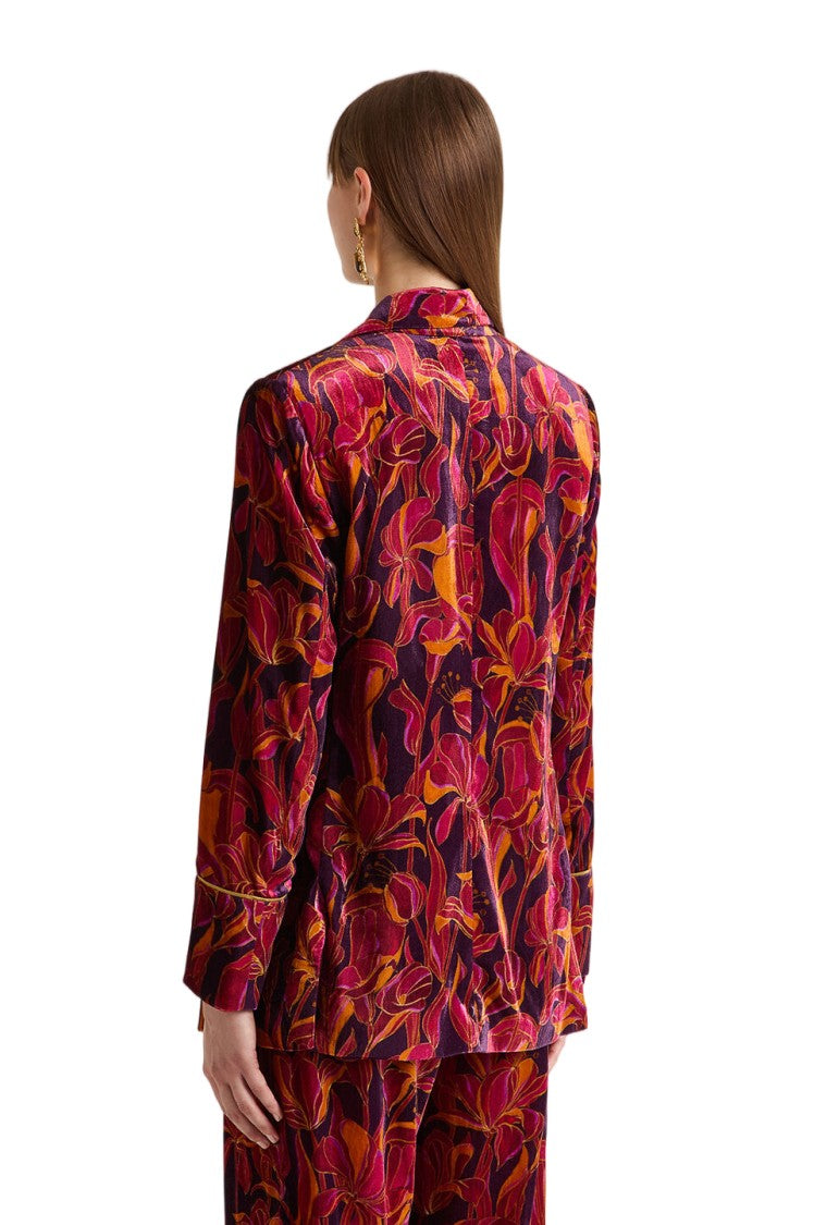 Maliparmi Lily's Ballet Printed Velvet Covered Buttons Blazer