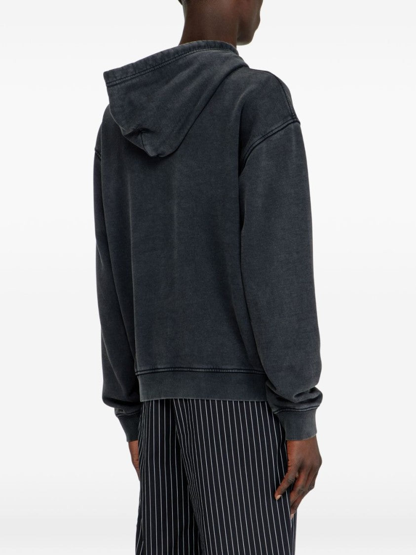 Diesel Relaxed Fit Dark Charcoal Hoodie With Embossed Design