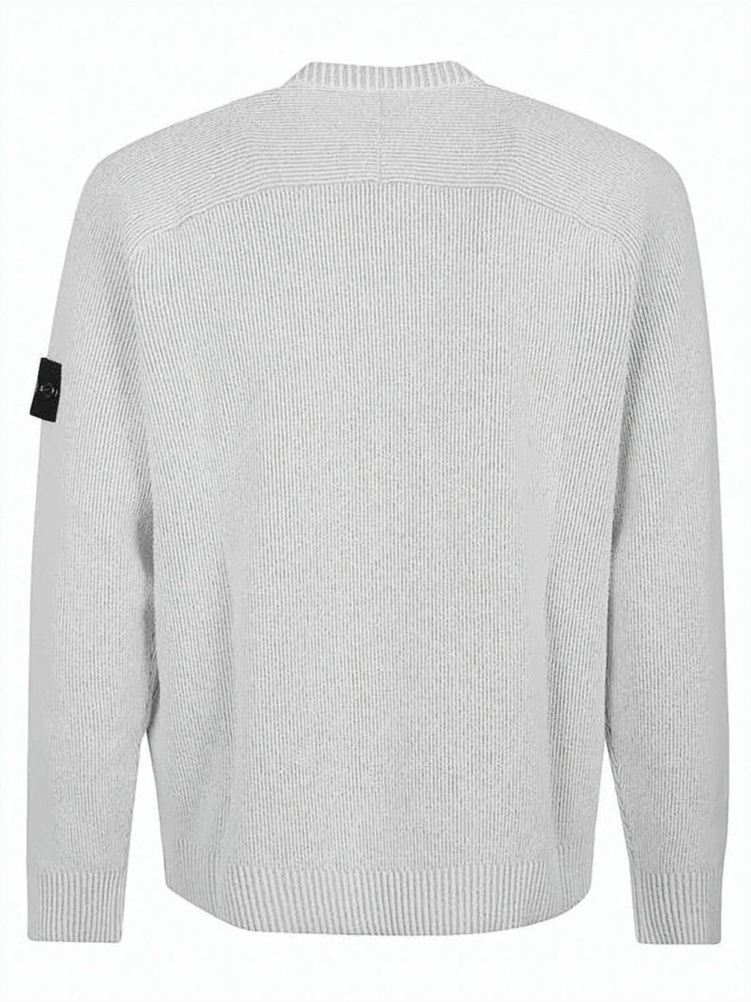 Stone Island Ribbed Knit Sweater With Iconic Patch