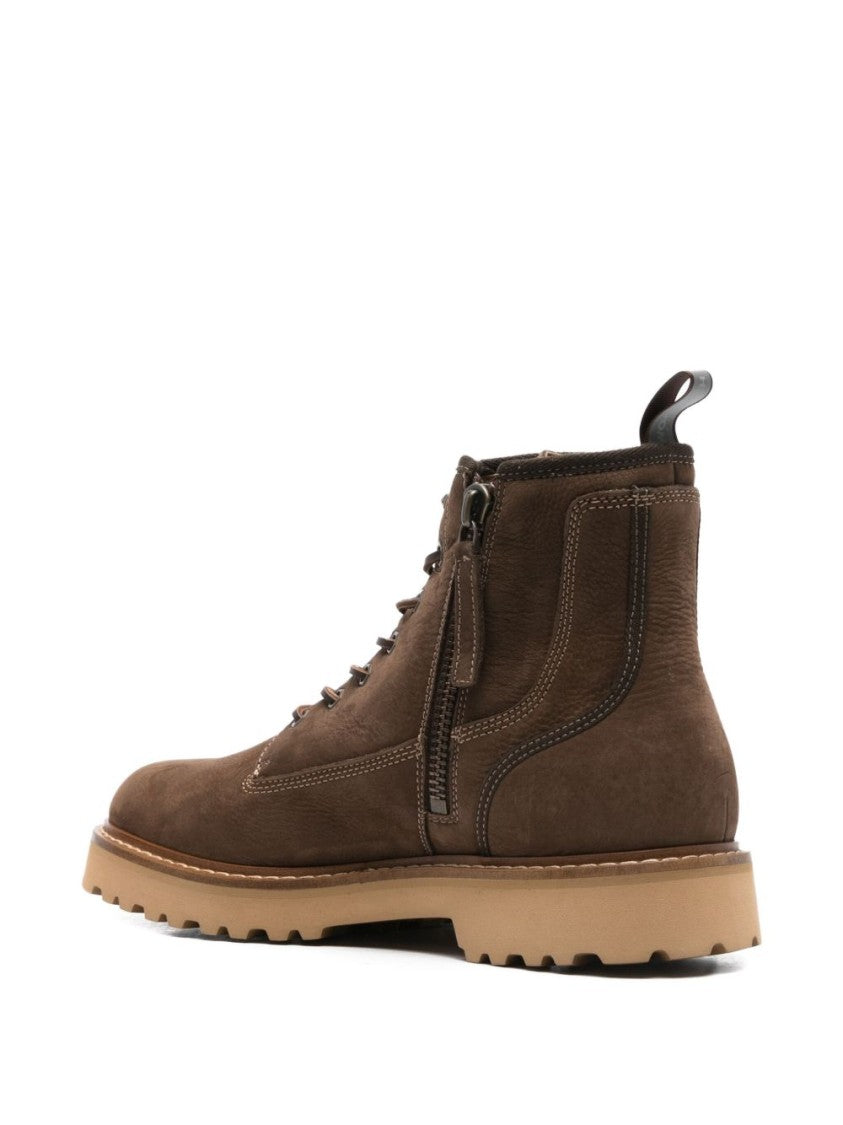 Woolrich Brown Calf Leather Ankle Boots