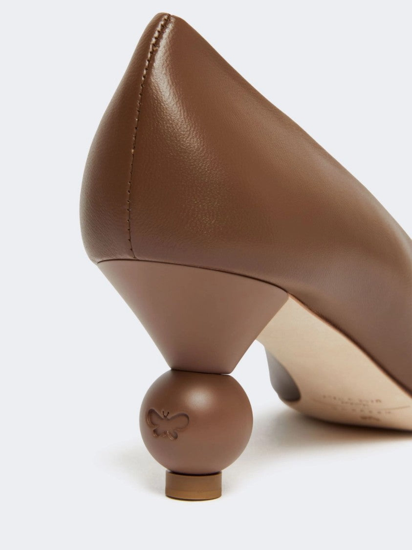 Max Mara Sculptural Low-Heel Pumps In Soft Sheepskin Leather