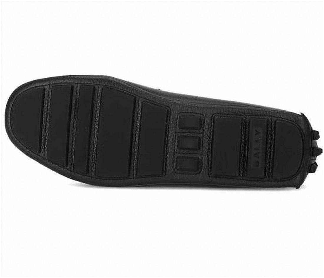 Bally Black Leather Loafer With Textured Finish