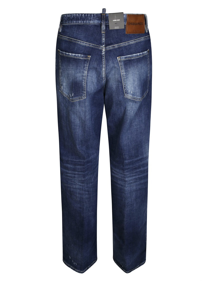 Dsquared2 Distressed Blue Relaxed-Fit Jeans