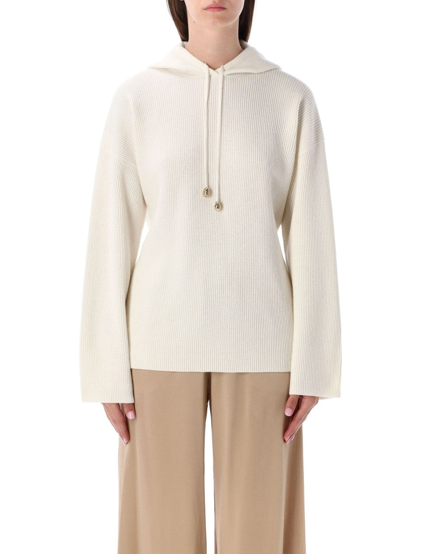 Fabiana Filippi Ribbed Knit Hoodie Ivory