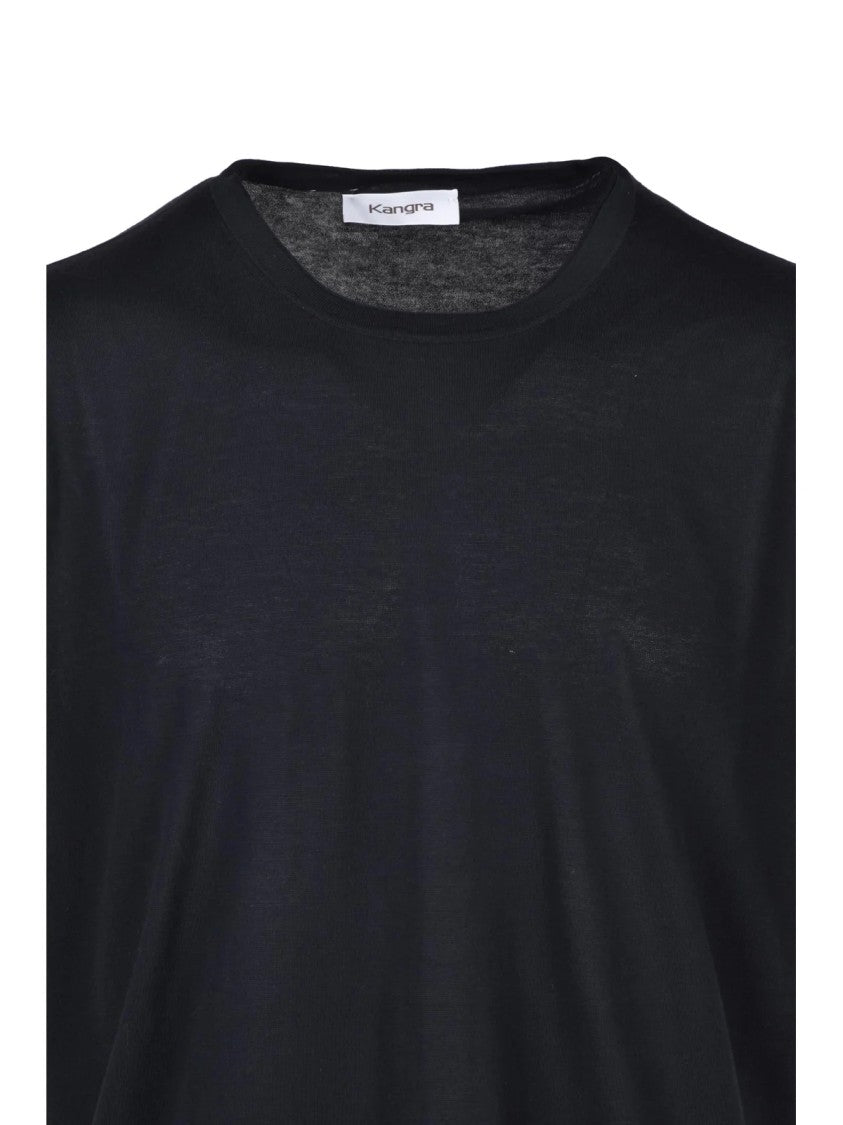 Kangra Black Knit Cotton T-Shirt