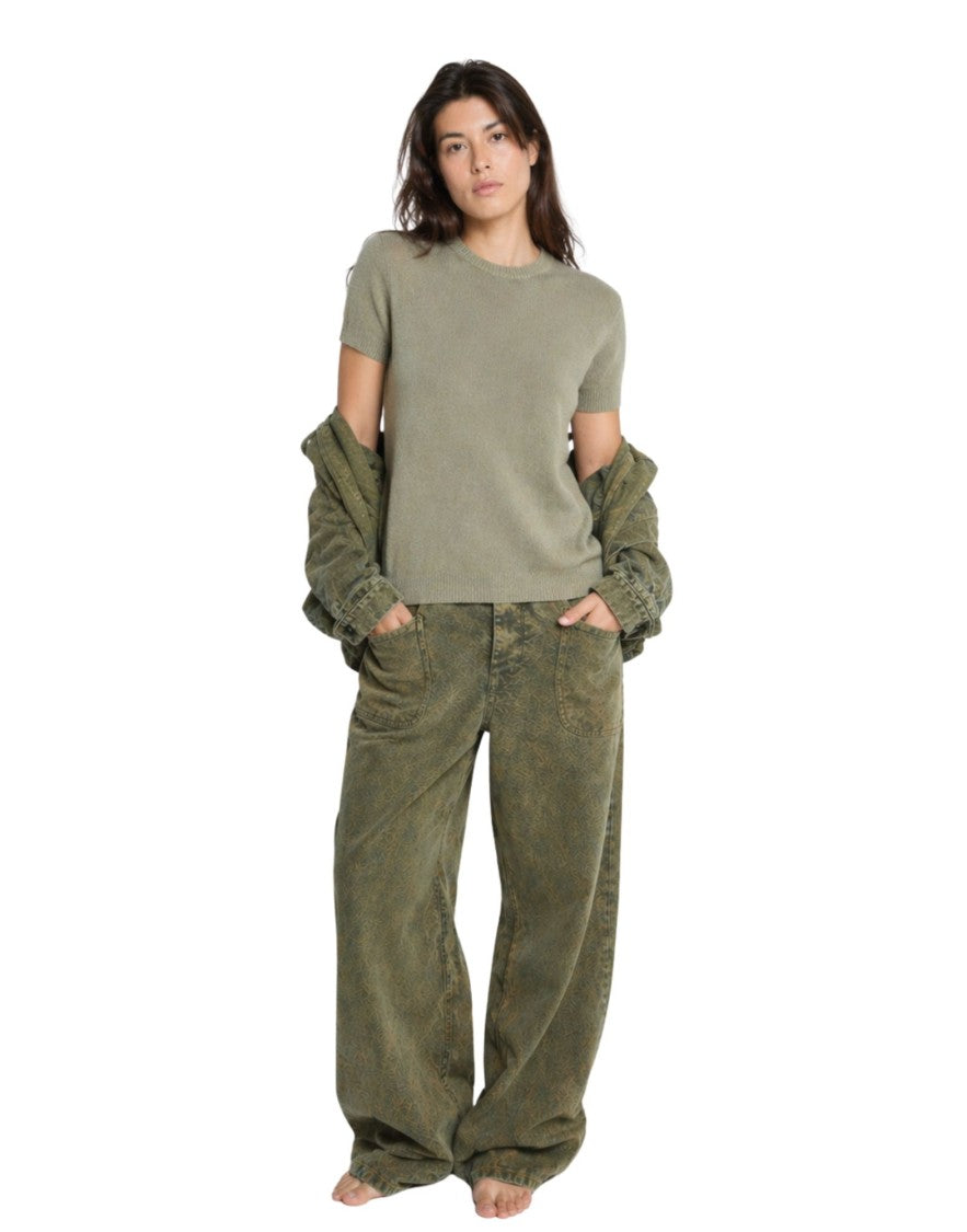 Origin Of Line Olive Hemp Knit Garment Dyed T-Shirt