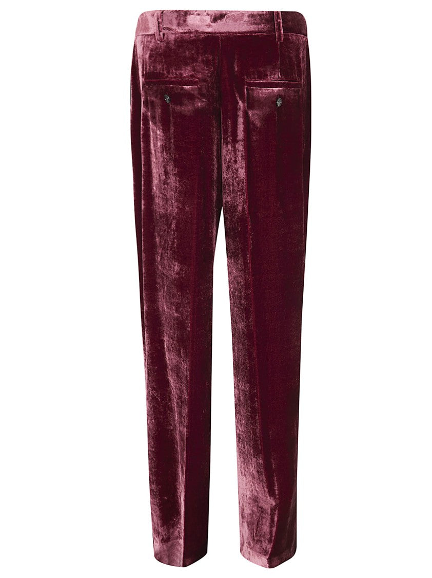 La Double J Plush Velvet Trousers With Straight Leg Cut And Tailored Fit