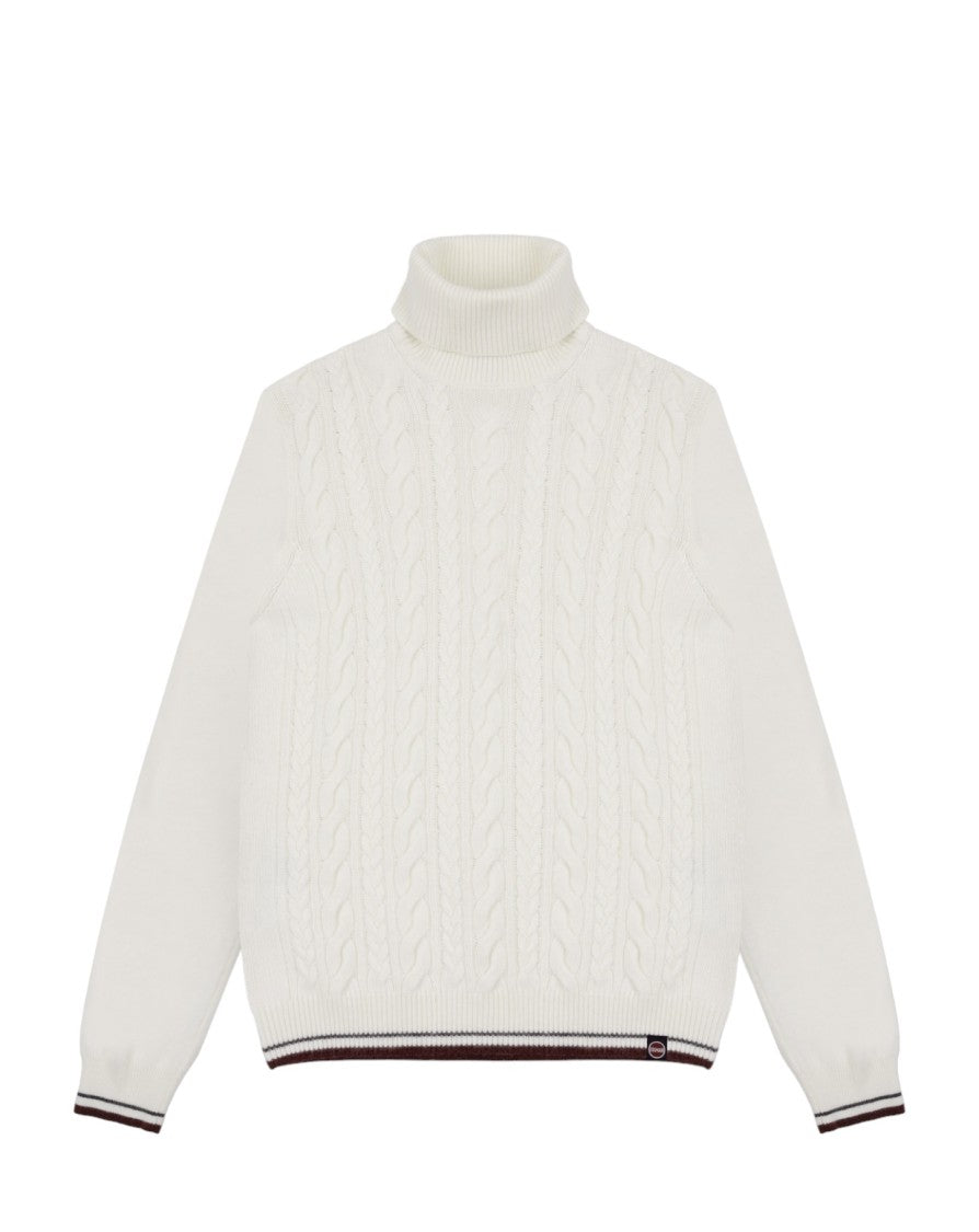 Colmar Cable Knit Pullover Turtleneck Contrasting Stripes
