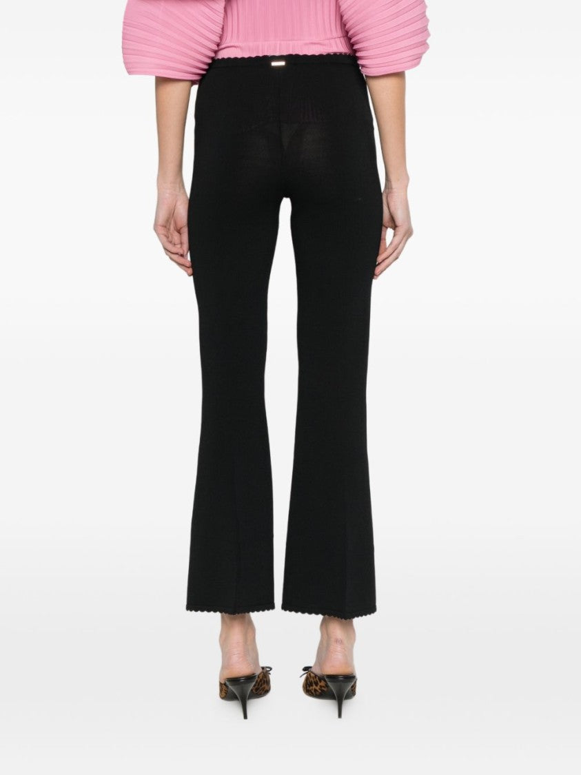 Twin-Set Black Scalloped Trim Flared Pants