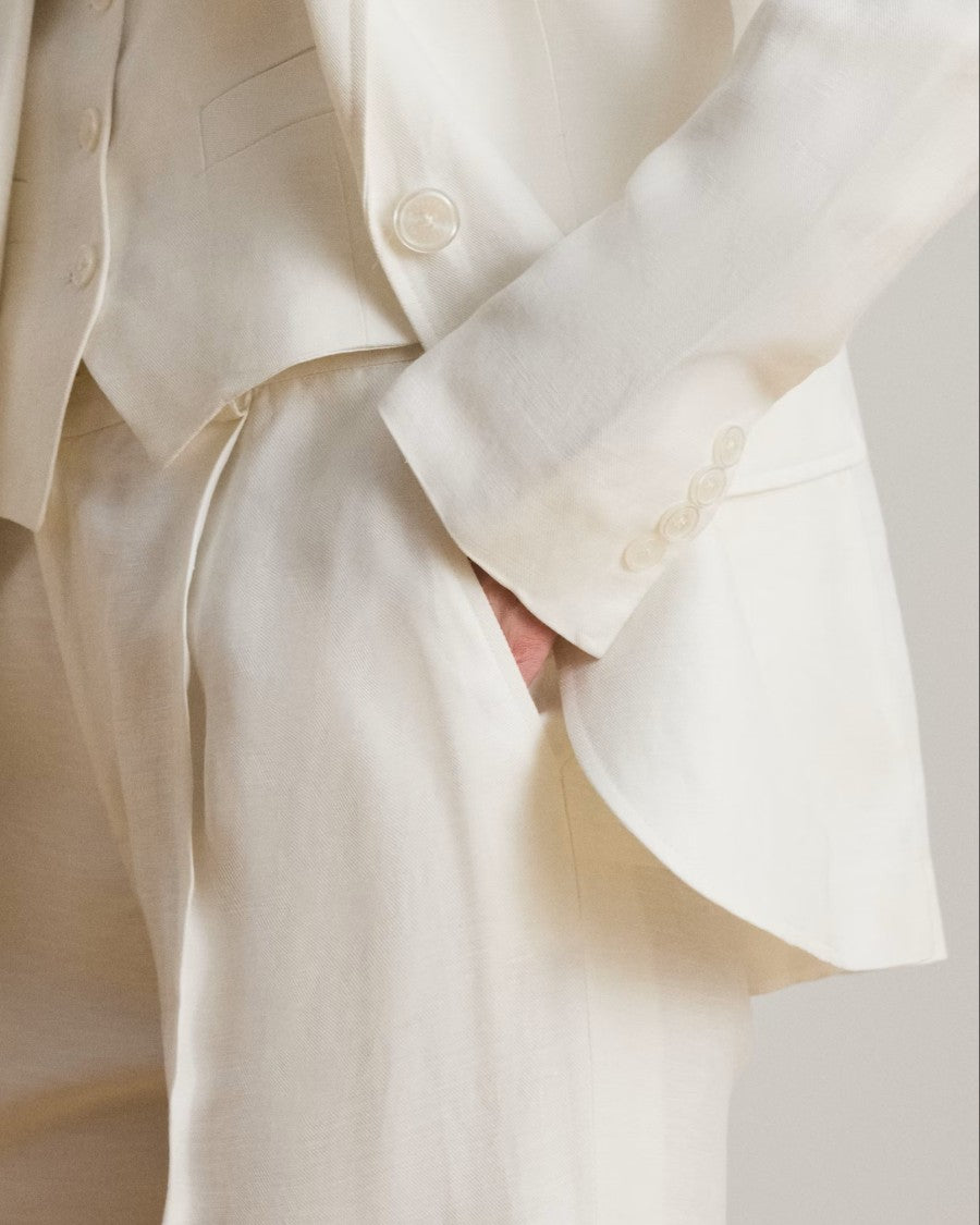 Lauren Ralph Lauren White Light Linen Blazer Jacket