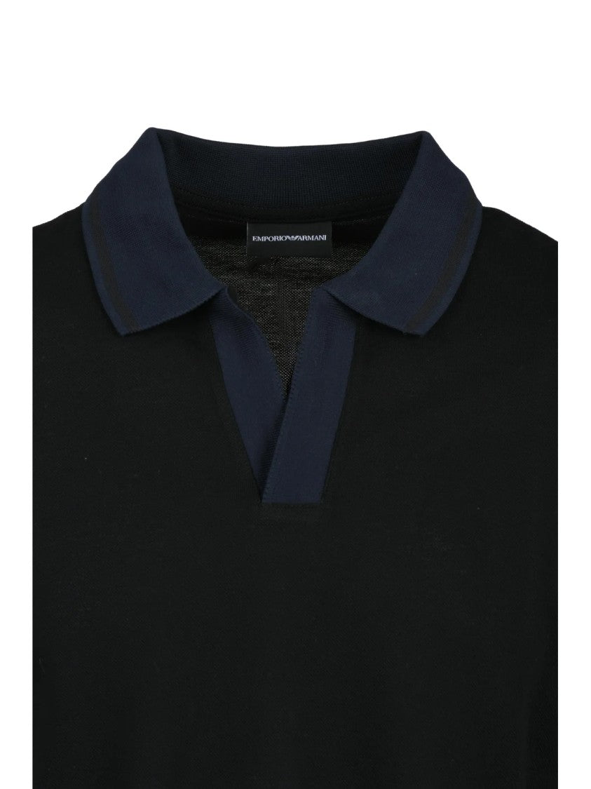 Emporio Armani Black Cotton Regular Polo Shirt