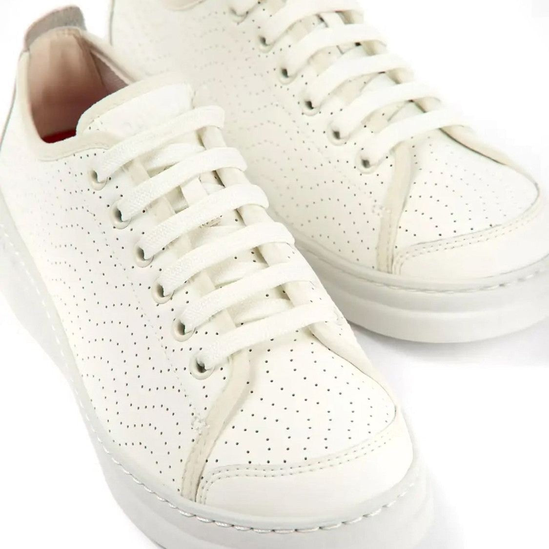Camper Strobel White Perforated Leather Sneakers