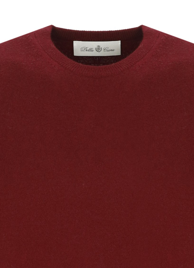 Della Ciana Burgundy Wool-Blend Crew Neck Sweater