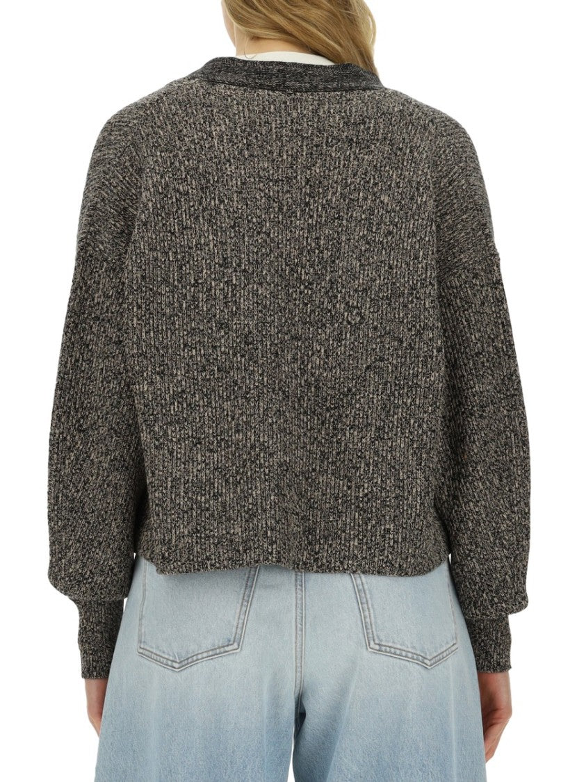 Sportmax Chunky Knit Maxi Cardigan With Deep V-Neckline