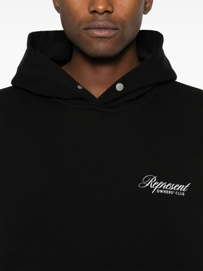 Represent Black Hoodie With Logo Print