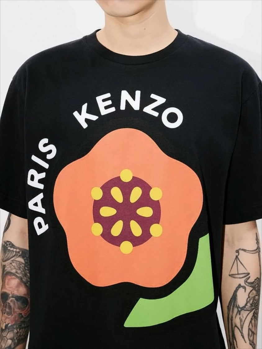 Kenzo Graphic Short-Sleeve T-Shirt With Bold Flower Motif