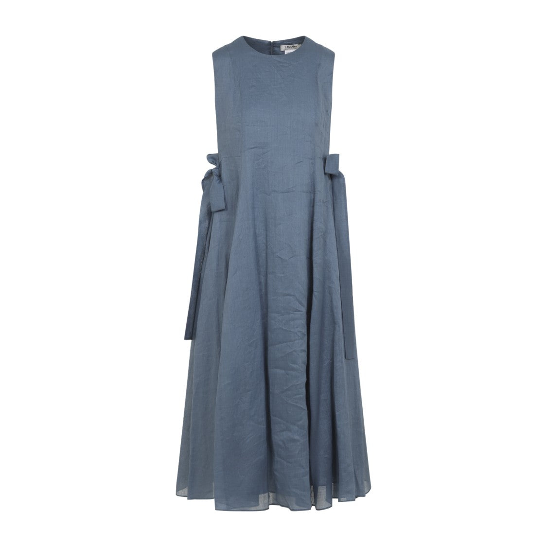 Max Mara Sleeveless A-Line Midi Dress In Ramie Fabric