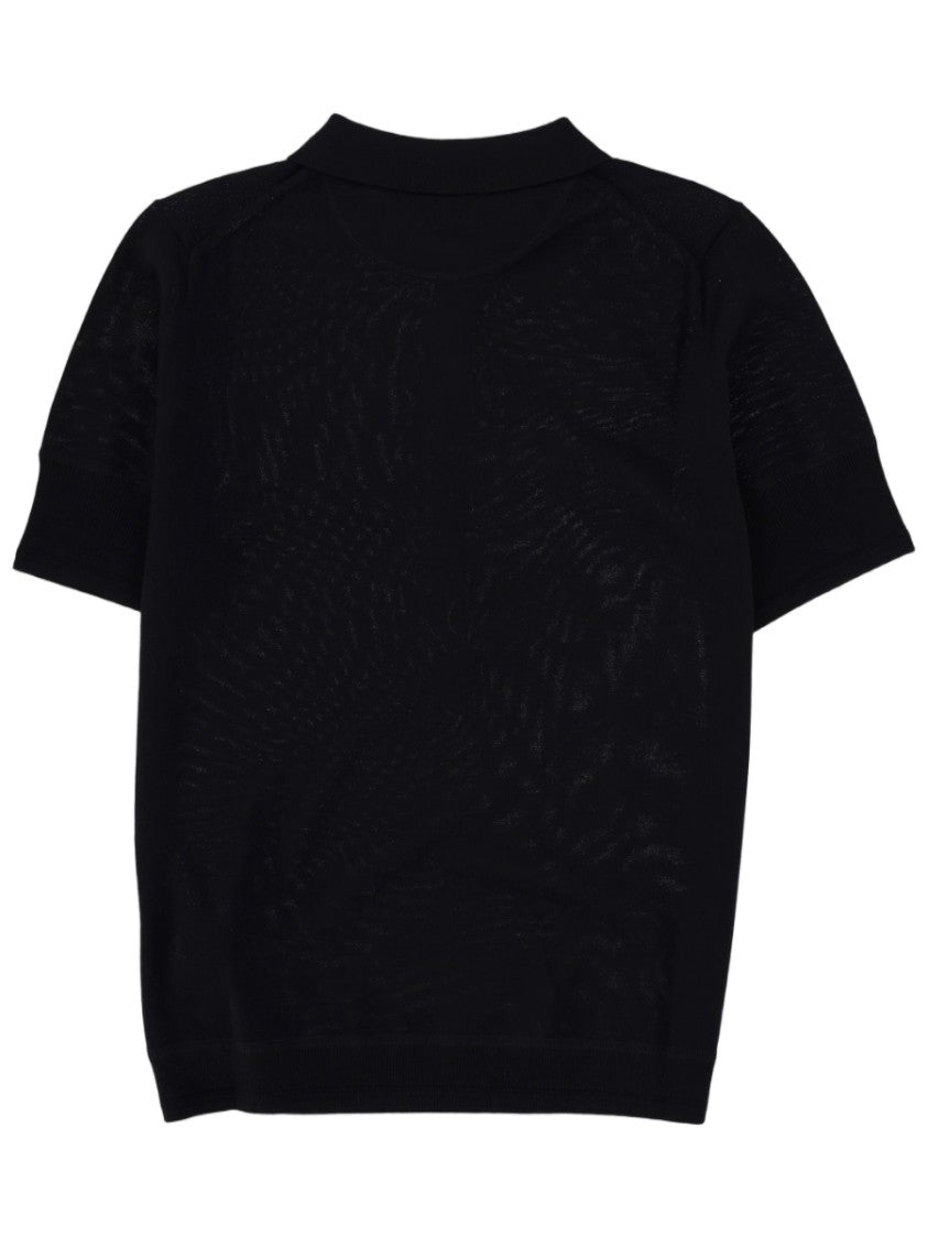 Paul Smith Short-Sleeved Textured Pattern Merino Wool Polo Shirt