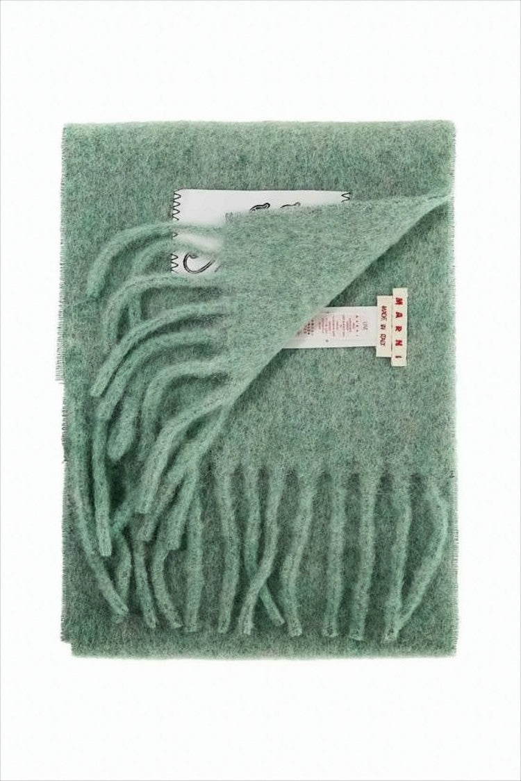 Marni Color-Block Fringed Scarf In Alpaca And Mohair Blend