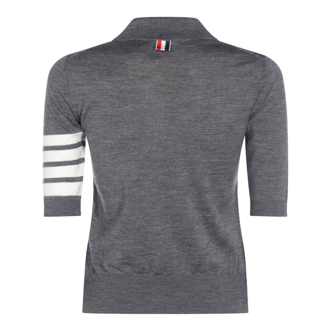 Thom Browne Grey Knitwear With Polo Collar And Signature T-Bars