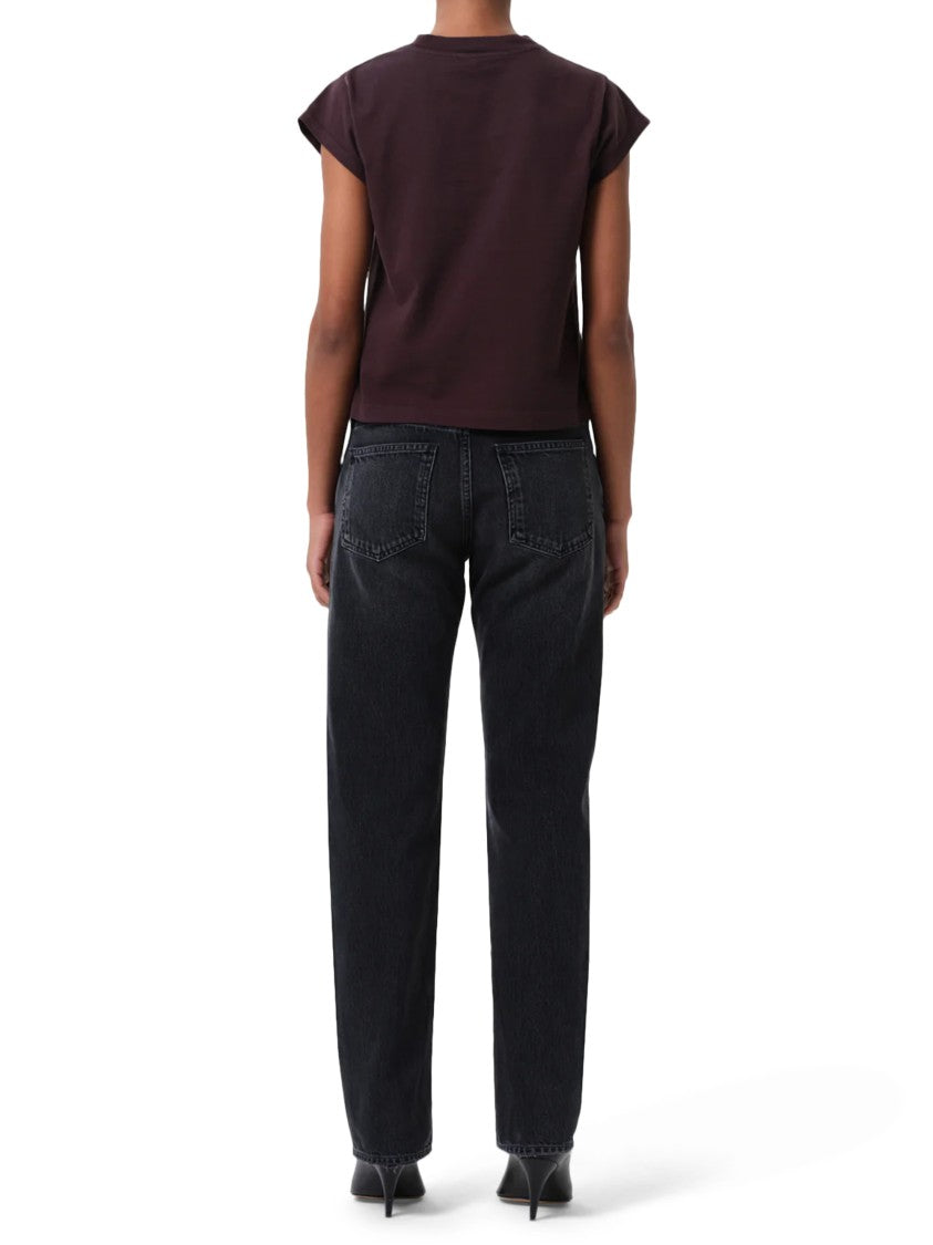 Agolde Loose-Fit Black Denim Trousers With Five-Pocket Design