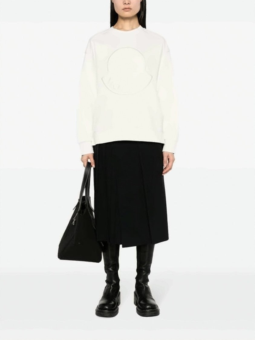 Moncler Relaxed-Fit White Sweatshirt With Embossed Logo Detail