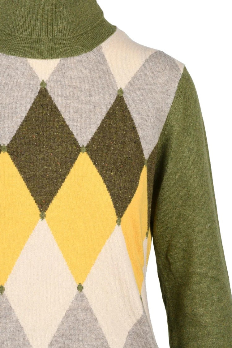 Ballantyne Turtleneck Sweater - Green/Beige