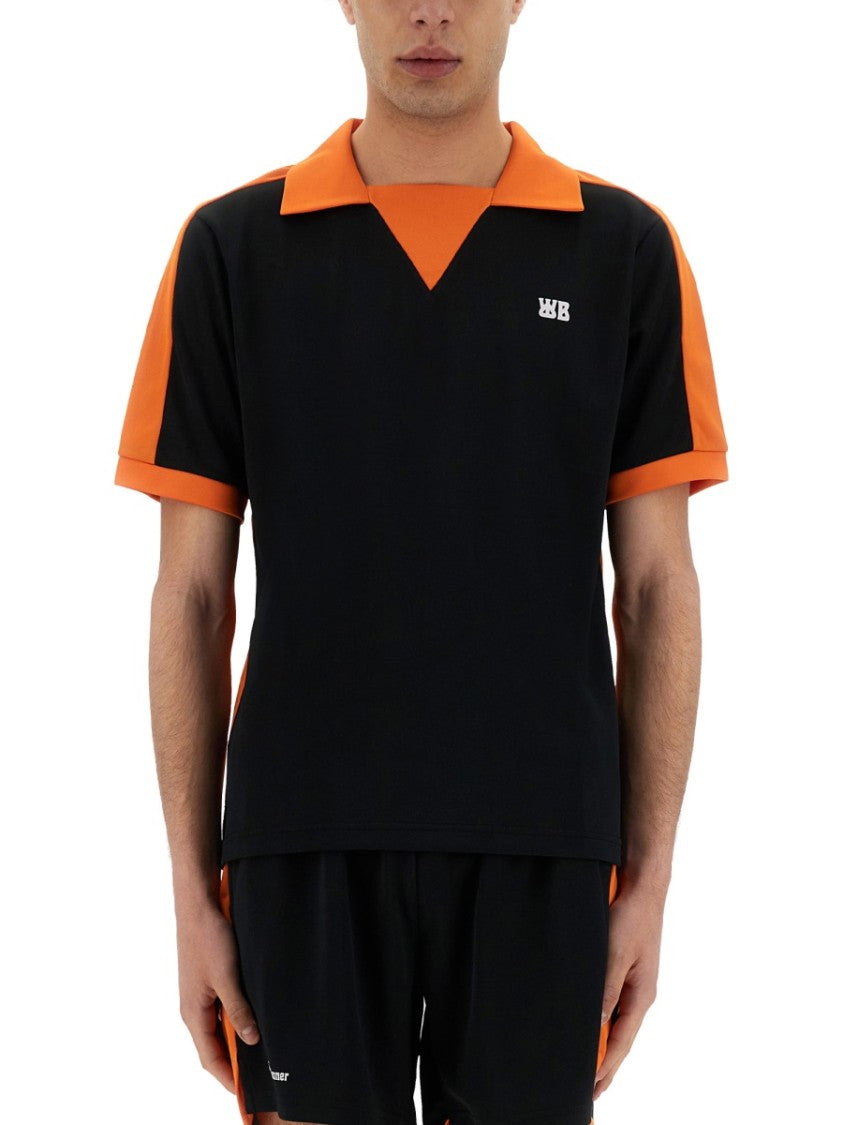 Wales Bonner Black Contrasting Collar Polo Shirt