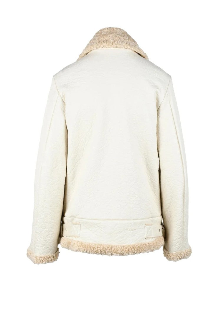 Simona.A White Polyester Stretch Coat