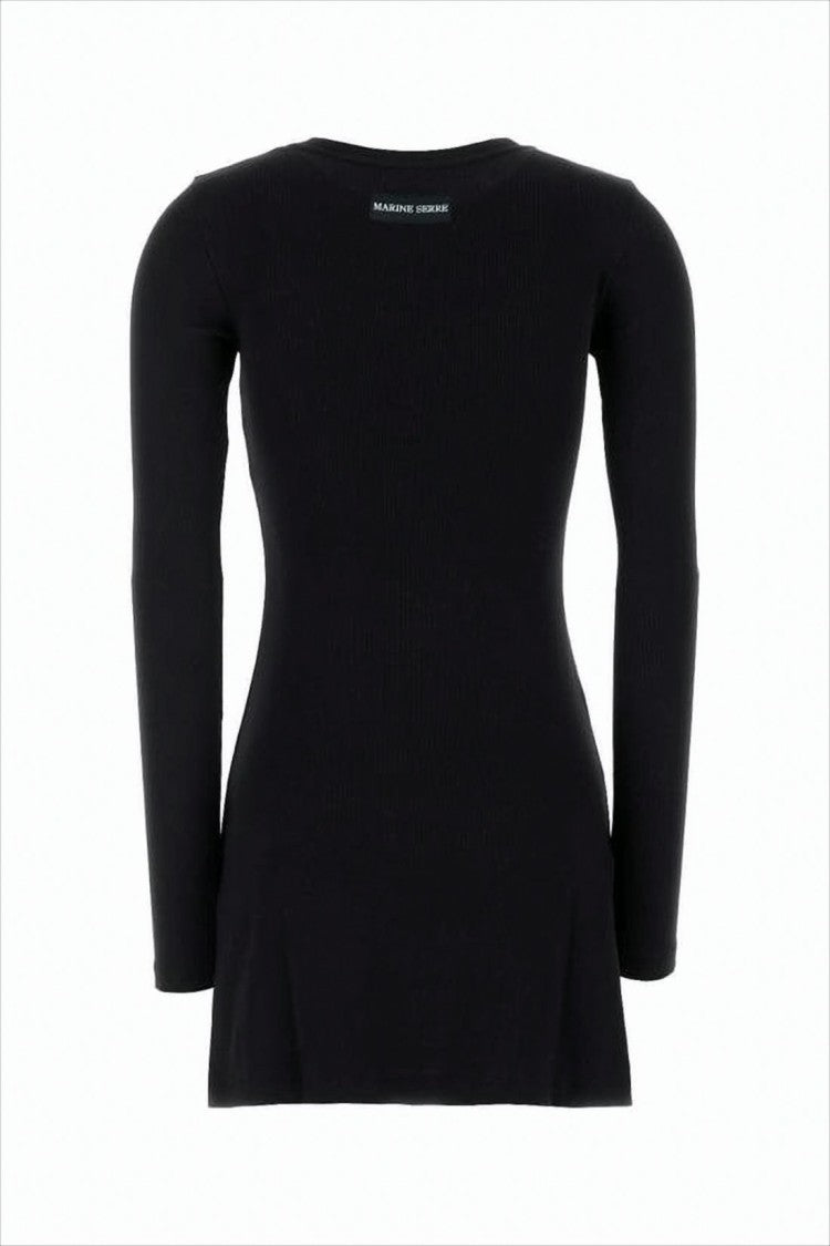 Marine Serre Cut-Out Detail Long-Sleeve Top With Ribbed Texture