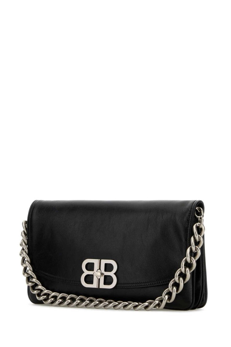 Balenciaga Black Leather Medium Bb Soft Shoulder Bag
