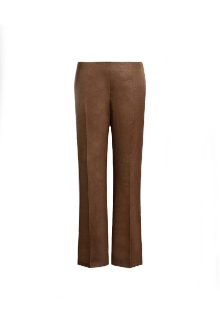 Alberta Ferretti Brown Cotton-Blend Straight-Leg Pants